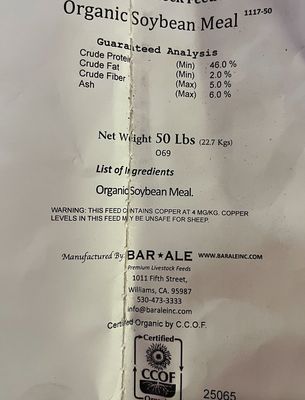 Soybean Meal Organic 50LB Bag