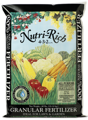 Nutri-Rich Poultry Waste GRANULAR Fertilizer 4-3-2 Ca 7% 40lb bag
