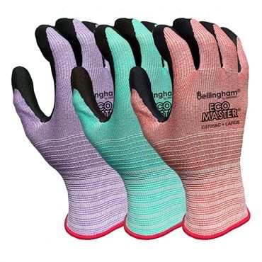 Bellingham® EcoMaster® Nitrile Palm PTE Garden Gloves - Assorted Grape, Rose, and Turquoise