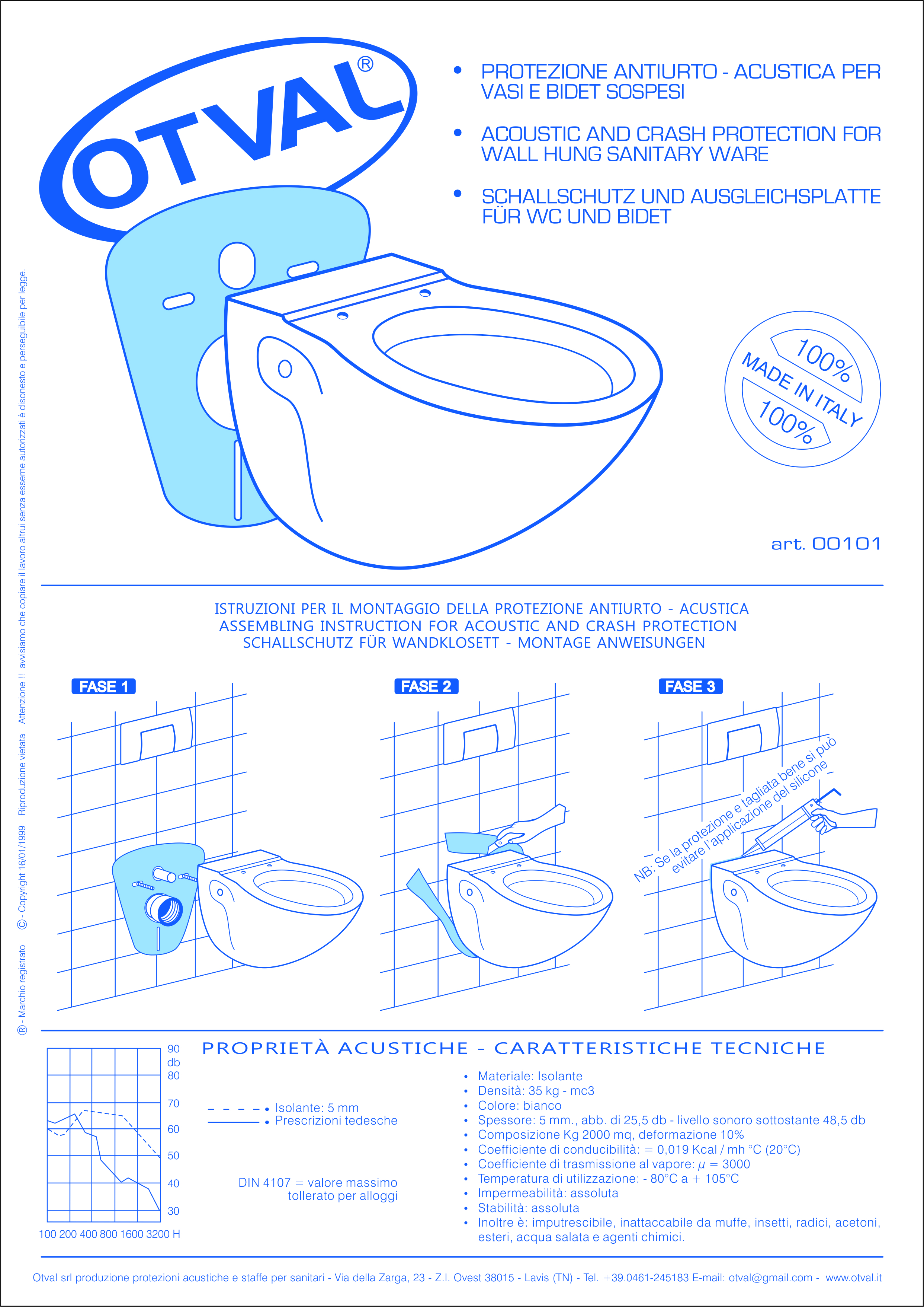 PROTEZIONE ANTIURTO E ISOLANTE PER WC E BIDET SOSPESI Otval