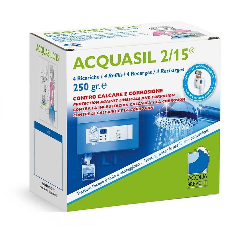 Liquido Acquabrevetti ACQUASIL 2/15 in sacche da 250 gr cadauna (4 sacche per box) per pompe dosatrici MiniDUE