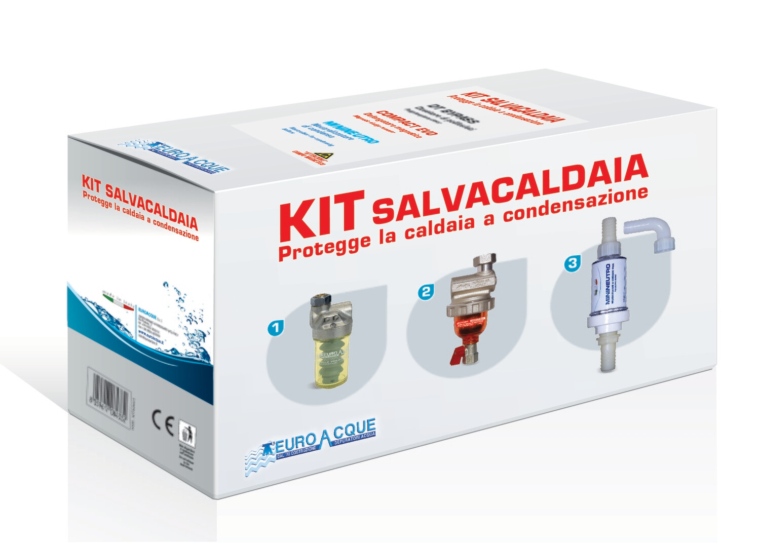 Kit SALVA CALDAIA1 (Neutralizzatore di condensa MININEUTRO + Dosatore di  polifosfati DT+ Defangatore magnetico COMPACT EVO)