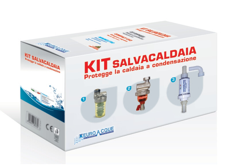 Kit SALVA CALDAIA1 (Neutralizzatore di condensa MININEUTRO + Dosatore di polifosfati DT+ Defangatore magnetico COMPACT EVO)