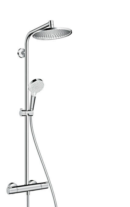 Colonna Doccia Hansgrohe 27267000 con Mix Termostatico, Soffione Ø240, doccetta Crometta Ø100 (2 getti reg.) e flessibile cm 160