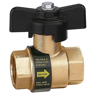 VALVOLA A SFERA CALEFFI F.F. A FARFALLA BALLSTOP CON RITEGNO INCORPORATO Ø 1/2 art. 323040