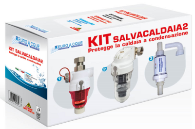 KIT SALVA CALDAIA2 (Neutralizzatore di condensa MININEUTRO + Dosatore di polifosfati CLICK BYPASS + Defangatore magnetico GTS)