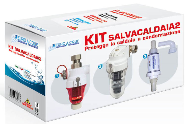 KIT SALVA CALDAIA2 (Neutralizzatore di condensa MININEUTRO + Dosatore di polifosfati CLICK BYPASS + Defangatore magnetico GTS)
