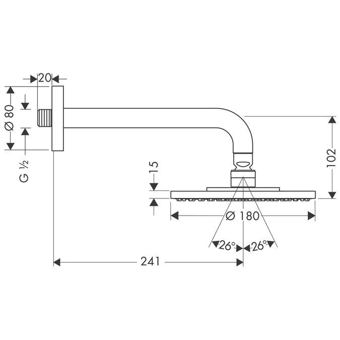 SOFFIONE DOCCIA Hansgrohe RAINDANCE S 180 Air COMPLETO DI BRACCIO 24 cm