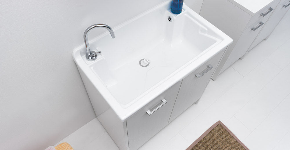 Mobile lavapanni Colavene Domestica cm 80x45 Bianco con asse in legno DL8045B