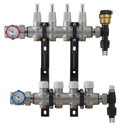 RBM 20330620 - Kit Collettore 7+7 vie in ottone Ø 1" per impianti radianti a pavimento
