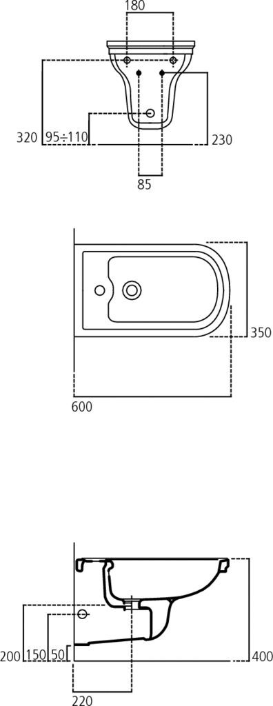 BIDET MONOFORO SOSPESO CALLA Ideal Standard colore BIANCO EUROPEO