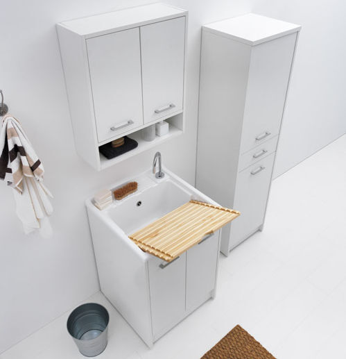 Mobile lavapanni Colavene Domestica cm 60x60 Bianco con asse in legno DL6060B