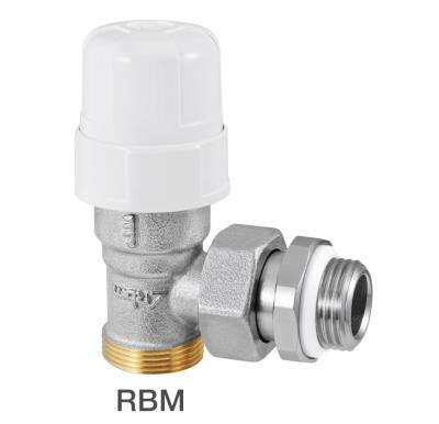 RBM 00480300 - Valvola Ø 3/8 in ottone termostatizzabile ad angolo per tubo rame/polietilene/multistrato