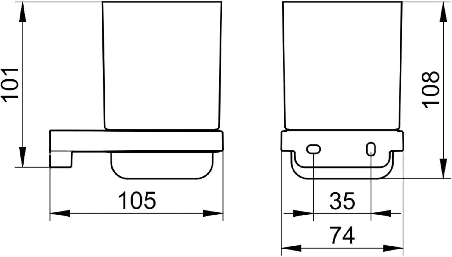 Keuco 12750019000 - Portabicchiere da bagno cromato con bicchiere in vetro