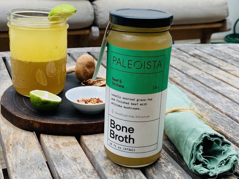 16 Oz Organic Grass-Fed + Finished Beef Bone Broth with Shiitake Mushroom