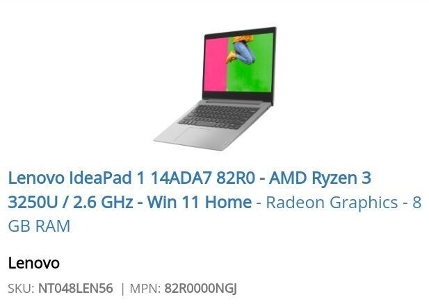 Lenovo Ideapad 1 14ADA7 82R0 AMD-Ryzen 3 Lenovo Ideapad 1 14ADA7 82R0 AMD-Ryzen 3