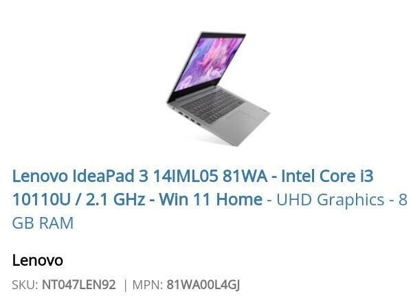 Lenovo IdeaPad 3 14IML05 81WA Core i3 Lenovo IdeaPad 3 14IML05 81WA Core i3