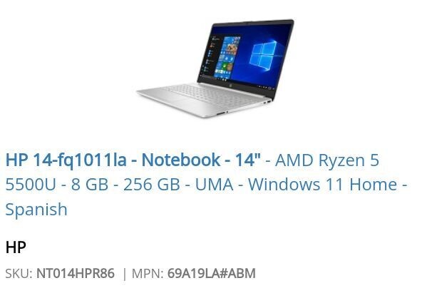 HP 14-fq1011la Notebook HP 14-fq1011la Notebook