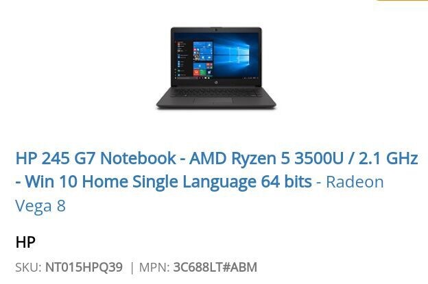 HP 245 G7 Notebook AMD Ryzen 5 3500U HP 245 G7 Notebook AMD Ryzen 5 3500U