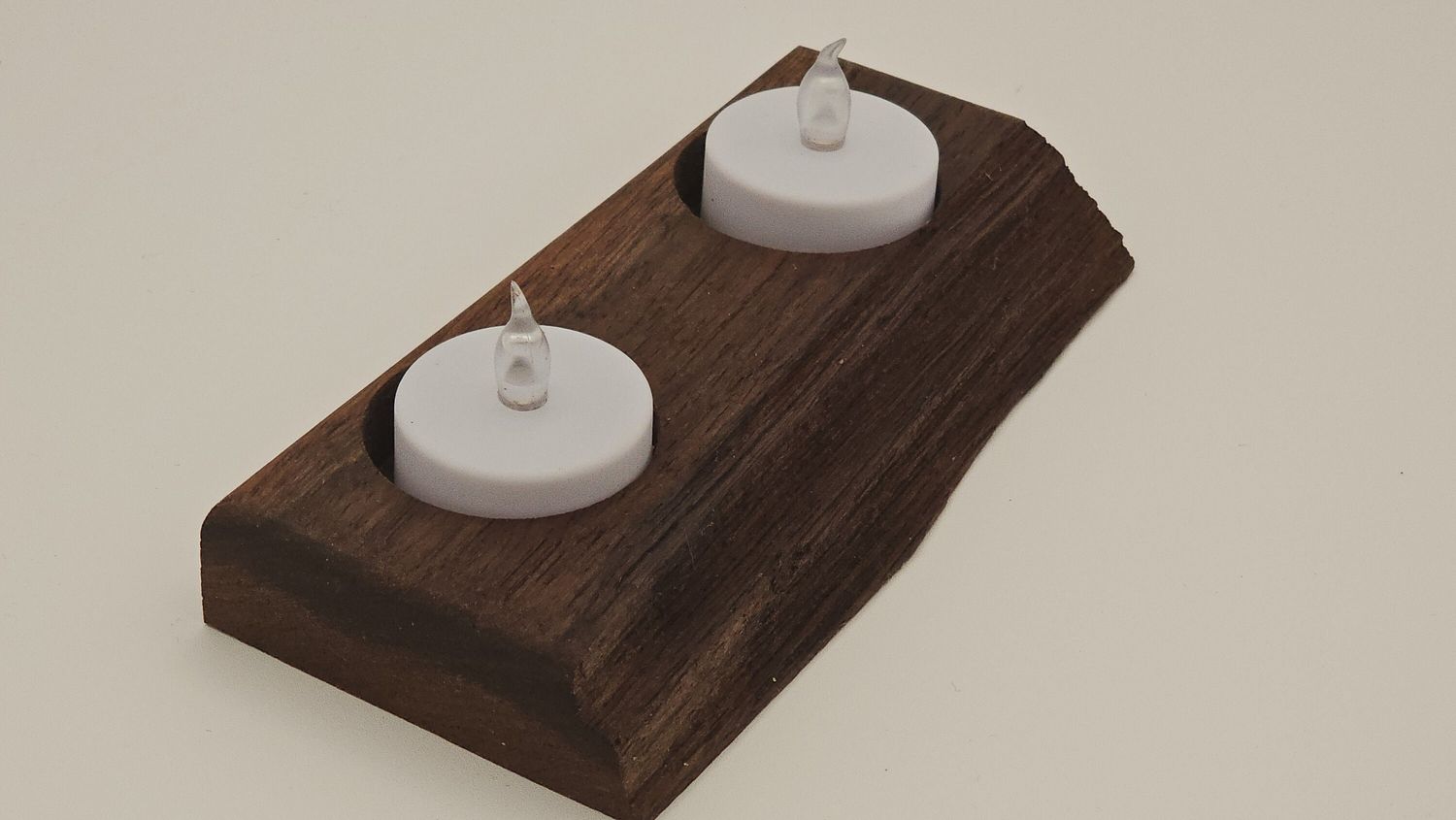 Handcrafted Live Edge Tealight Candle Holder in Black Walnut - Rustic Decor