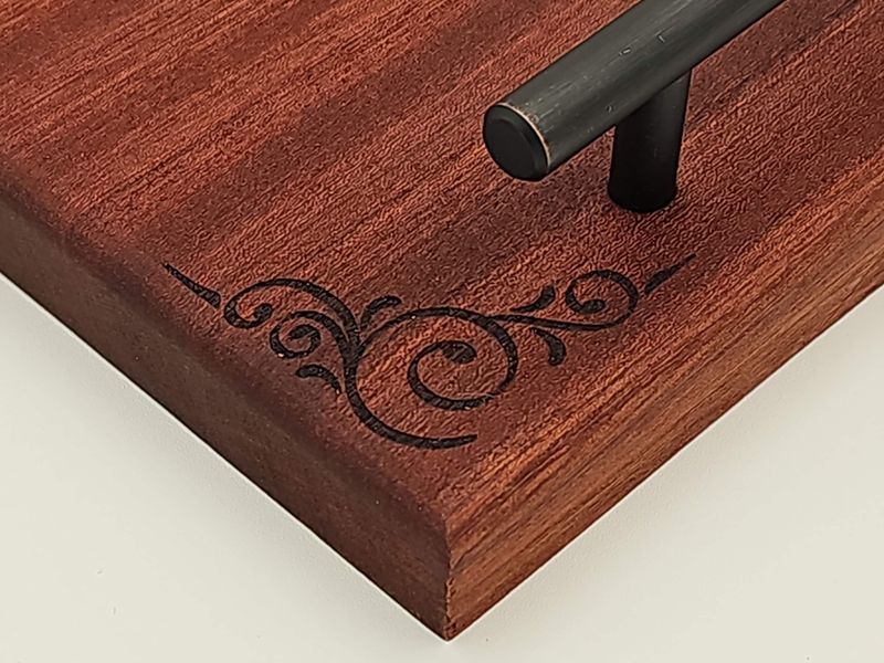 8&quot;x12&quot; Sapele Wood Charcuterie Board with Bronze Handles