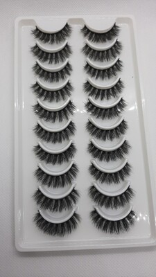 Pack of 10 pairs of Natural Mink Eyelashes - TEN01