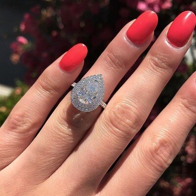 Water Drop Shaped Zirconia Inlay Ring
