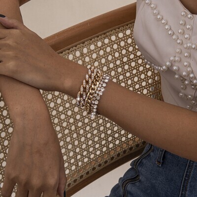 Diamond Cuban Bracelet Set