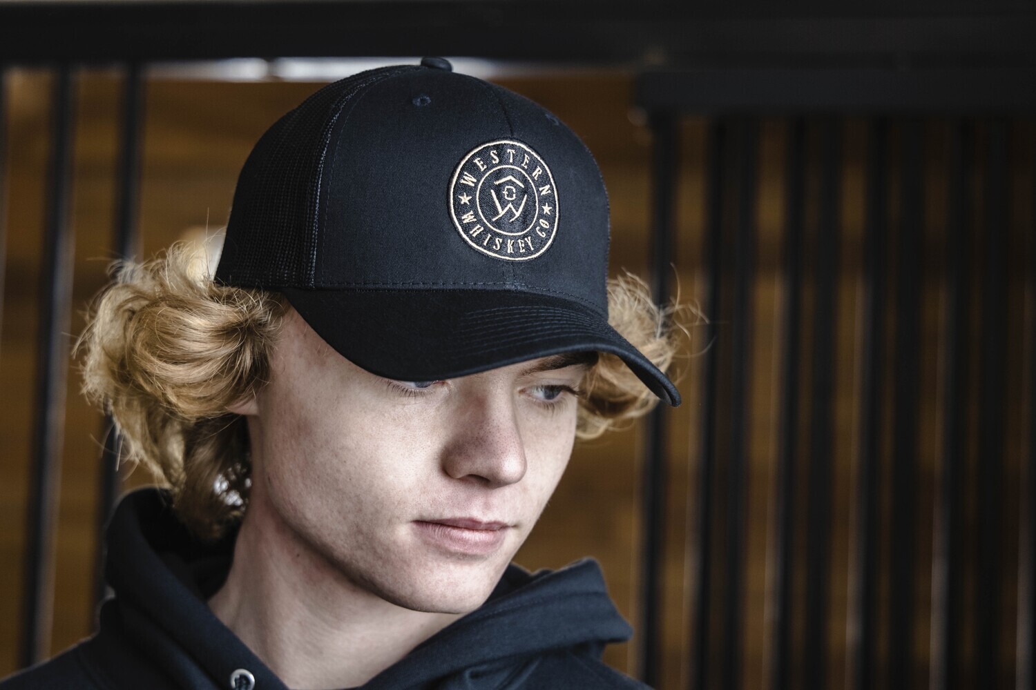 Mesh Back Hat with Embroidered Circle Logo
