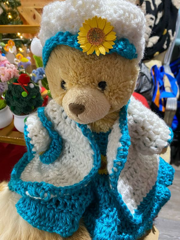 Bear In Crochet Dress With Matching Jacket And Purse