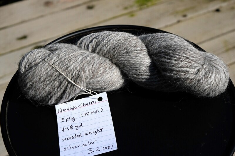 Navajo-Churro Yarn Silver Worsted Weight 3.2oz