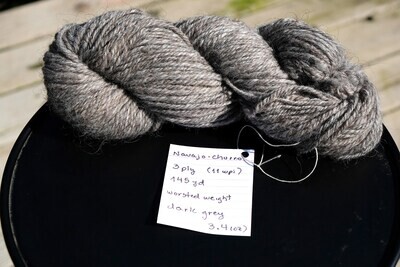 Navajo-Churro Yarn Dark Gray Worsted Weight 3.4oz