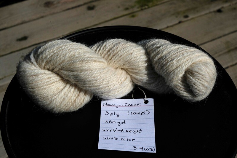 Navajo-Churro Yarn White Worsted Weight 3.4oz