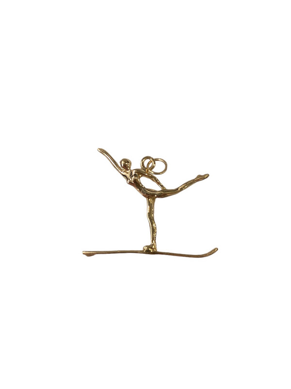 14k Gold Flip Turn Swivel Skier Pendant