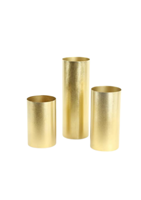 Gold metal Cylinder Vases (3pc set)