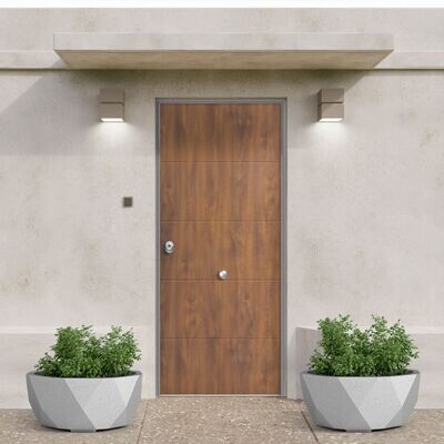 Puerta acorazada marco directo PVC NOGAL 4R + DM BLANCO LISO Puerta acorazada marco directo PVC NOGAL 4R + DM BLANCO LISO