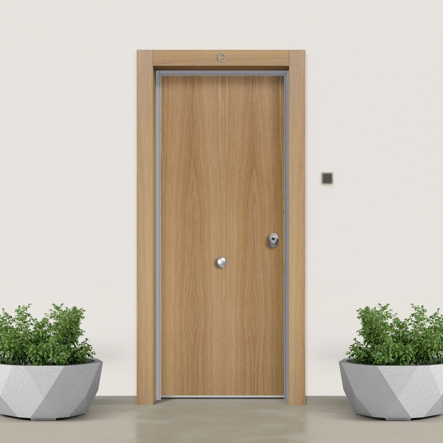 Puerta acorazada marco directo ROBLE LISO + DM BLANCO LISO