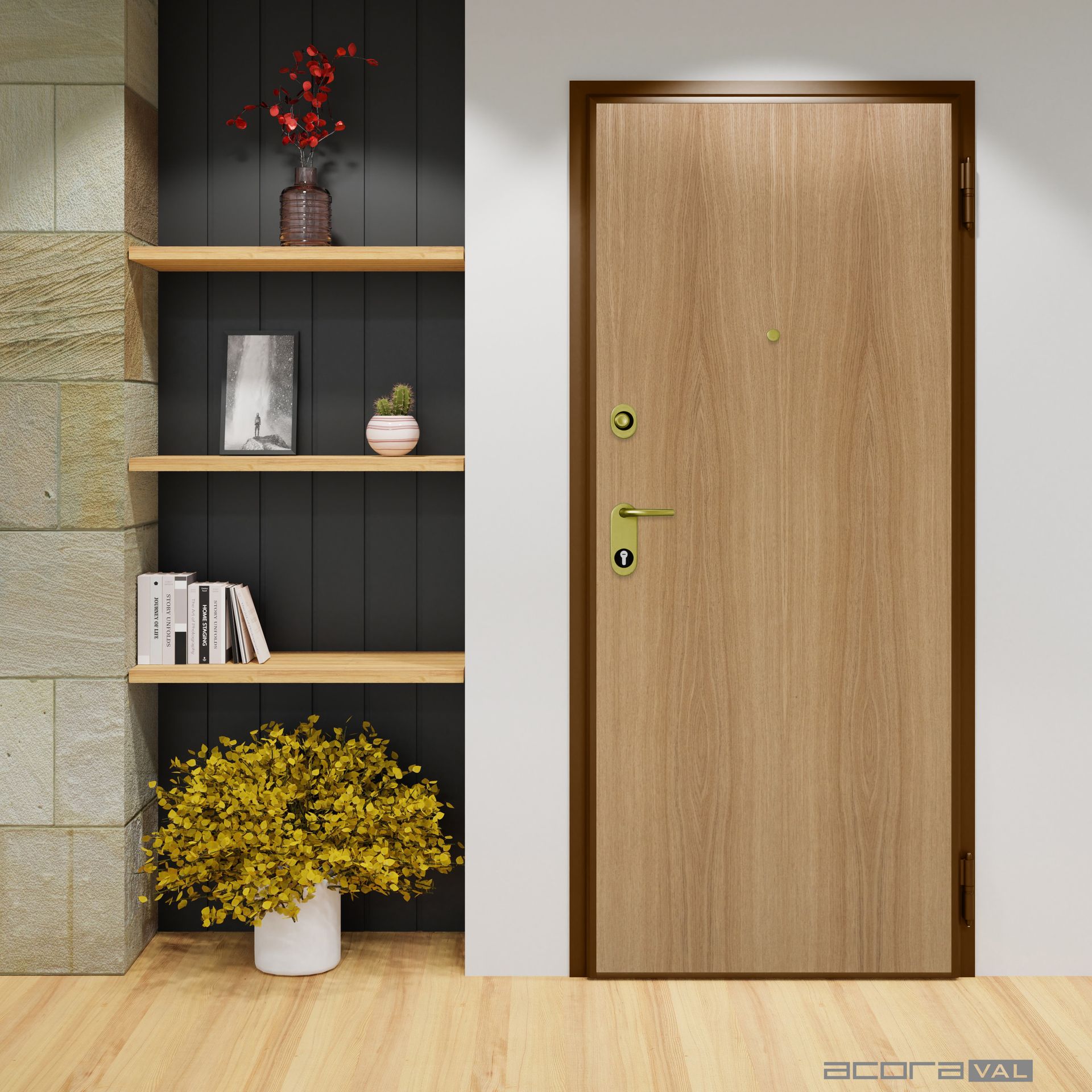 Puerta acorazada ROBLE 2C + ROBLE LISO + CILINDRO ALTA GAMA