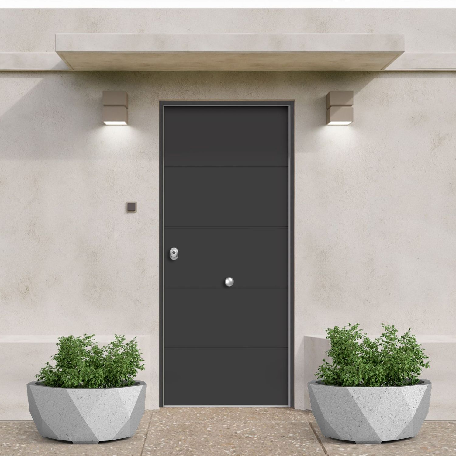 Puerta acorazada marco directo lacado NOIR SABLE 4R + DM BLANCO LISO