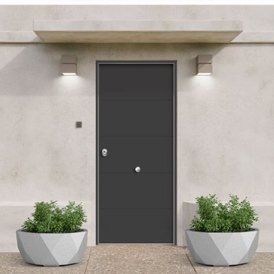 Puerta acorazada marco directo lacado NOIR SABLE 4R + DM BLANCO LISO
