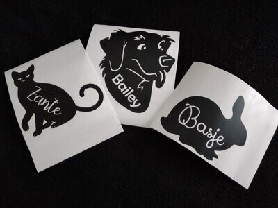 Vinyl sticker van huisdier met naam