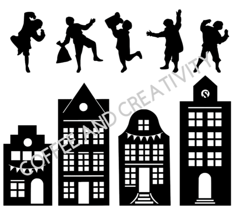 Raamsticker Sinterklaas grachtenpand Raamsticker Sinterklaas grachtenpand