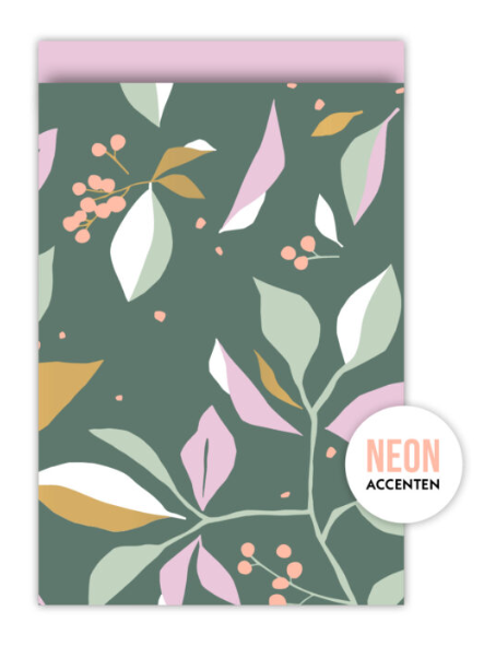Cadeauzakje bloem neon groen 17x25