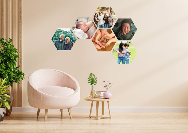 Gepersonaliseerde Hexagon 20cm – Foto op MDF – Muurdecoratie