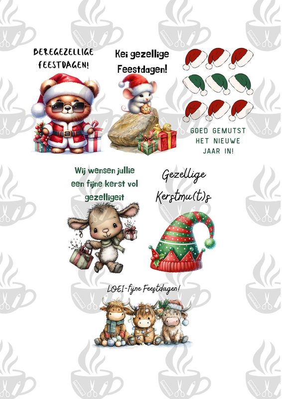 Kerstkaarten set van 6 stuks met grappige kerstwensen Kerstkaarten set van 6 stuks met grappige kerstwensen