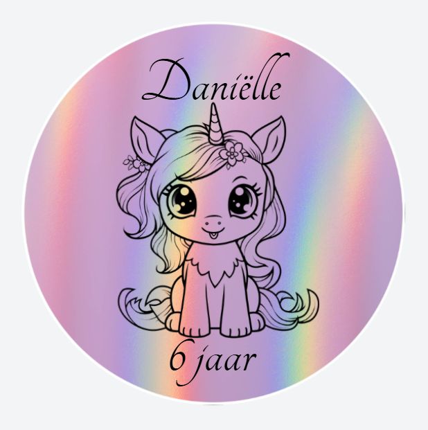 Verjaardag sticker eenhoorn 5cm