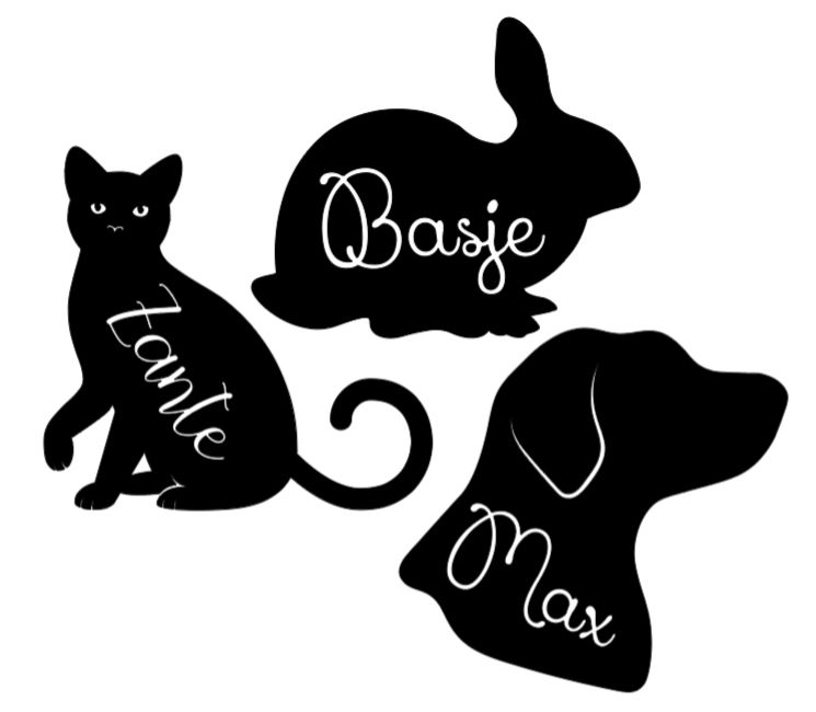Vinyl sticker van huisdier met naam Vinyl sticker van huisdier met naam