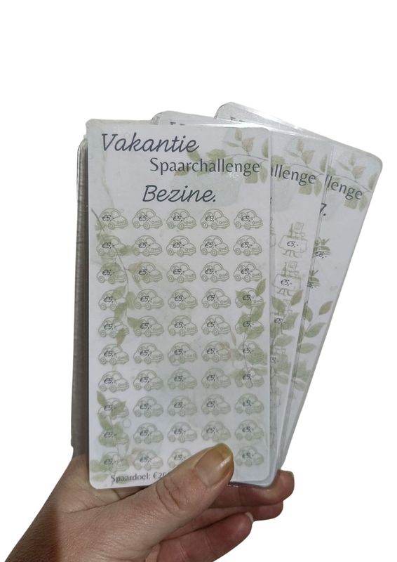 Spaar Challenge Kaarten – Vakantie Challenge (3 stuks | A6 | Herbruikbaar)