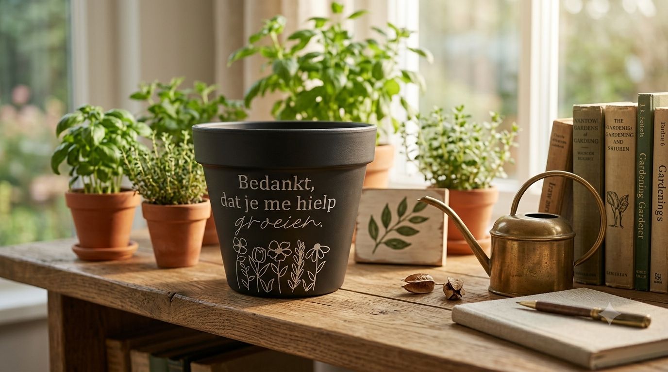 Bloempot met bloemzaad – Bedankje juf of meester | Origineel afscheidscadeau