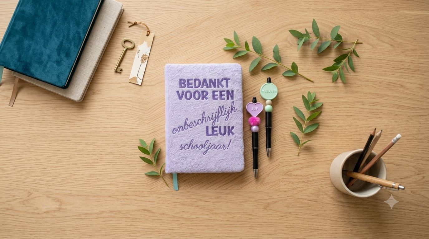 Notitieboekje met pen voor juf of meester